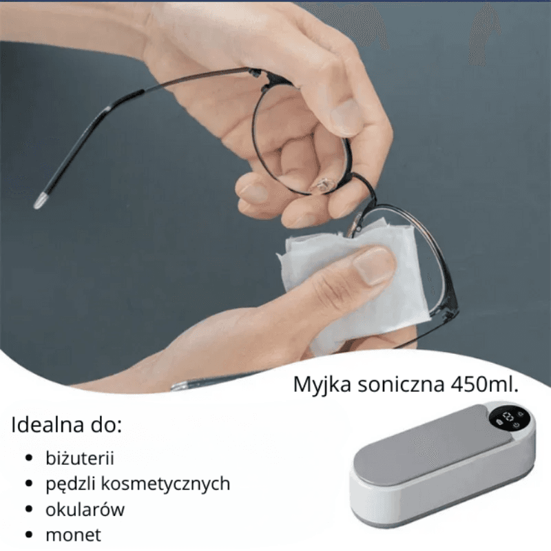 Myjka soniczna 450ml do czyszczenia okularów, pędzli do makijażu i biżuterii