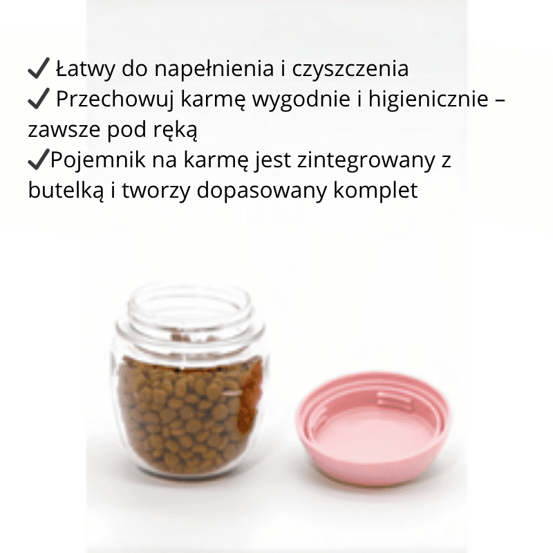 2 w 1 przenośna butelka na wodę dla psa i kota z pojemnikiem na jedzenie